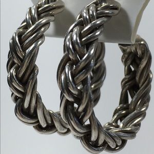 Sterling silver braided hoops